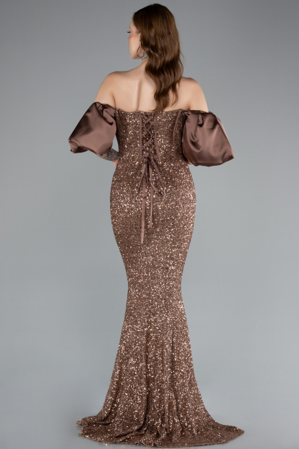 Robe Queue De Poisson Longue Brun ABU4308