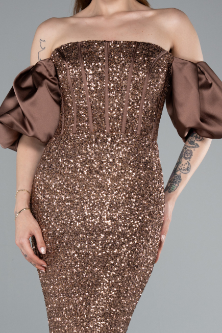 Robe Queue De Poisson Longue Brun ABU4308