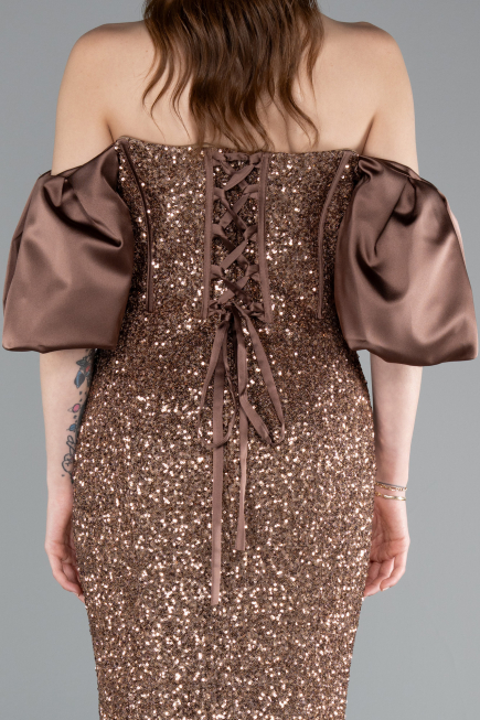 Robe Queue De Poisson Longue Brun ABU4308