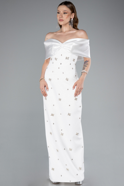 Robe de Soirée Longue Blanc ABU4973