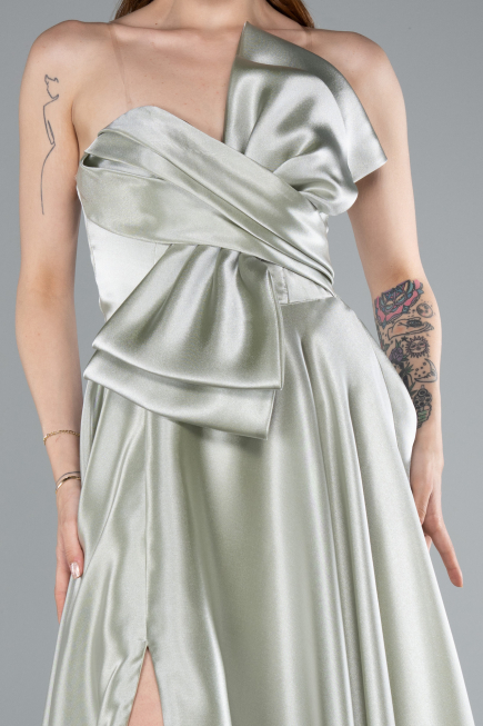 Robe de Soirée Longue Satin Menthe ABU4975