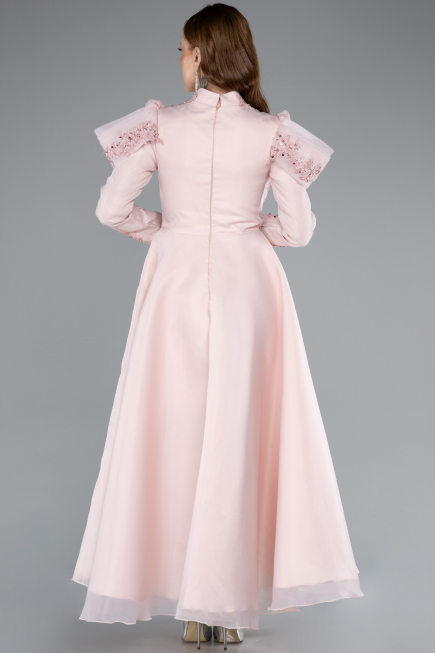 Robe de Soirée Voilée Midi Poudre ABK2351