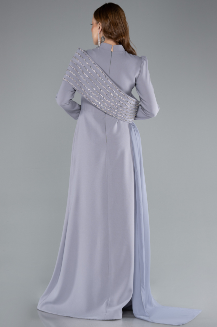 Robe De Soirée Grande Taille Longue Gris ABU4977