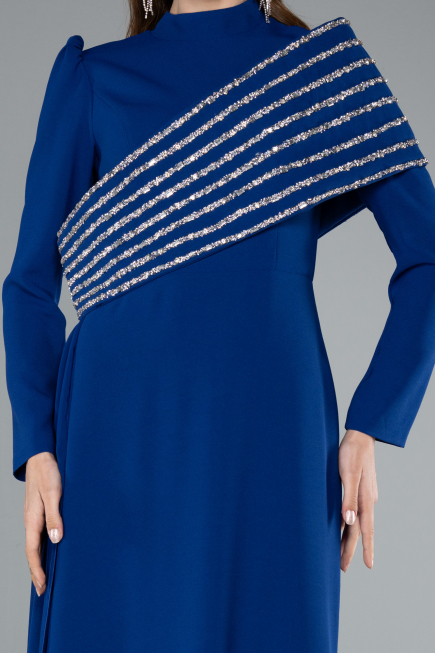 Robe De Soirée Grande Taille Longue Bleu Saxe ABU4977