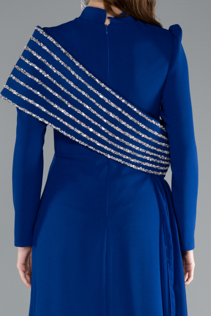 Robe De Soirée Grande Taille Longue Bleu Saxe ABU4977