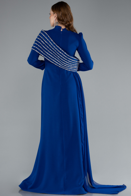 Robe De Soirée Grande Taille Longue Bleu Saxe ABU4977