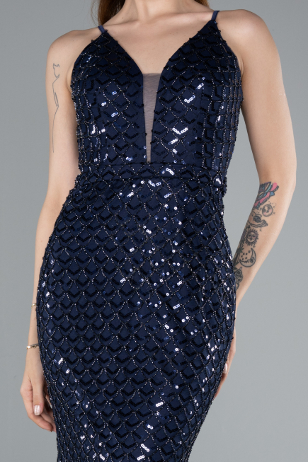Robe de Soirée Longue Bleu Marine ABU4980