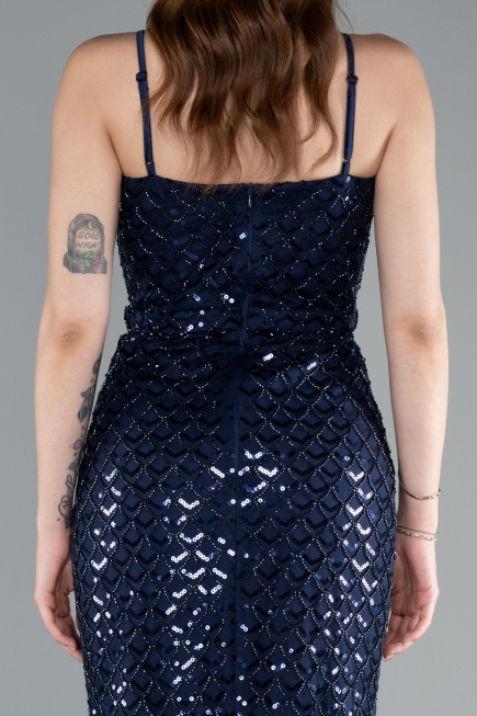 Robe de Soirée Longue Bleu Marine ABU4980