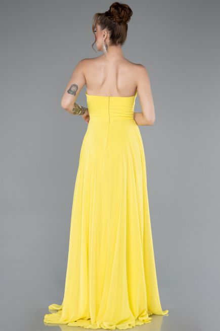 Robe de Soirée Longue Mousseline Jaune ABU4966
