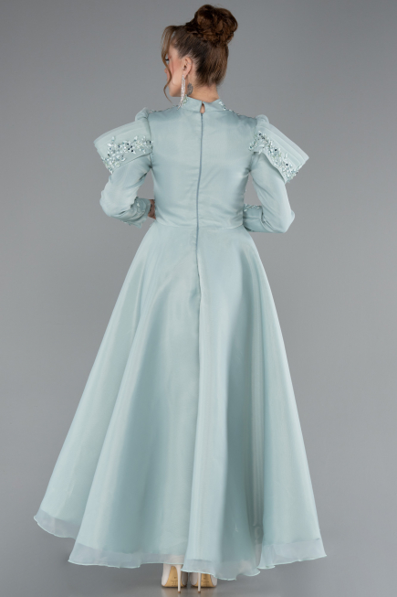 Robe de Soirée Voilée Midi Menthe ABK2351
