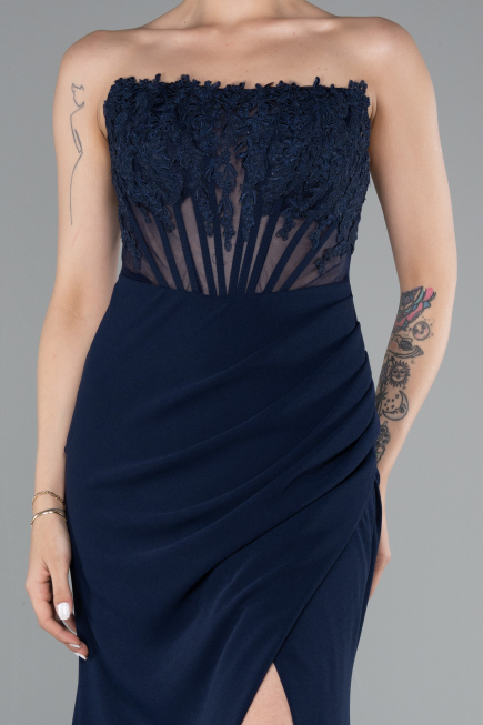 Robe de Soirée Longue Bleu Marine ABU5001