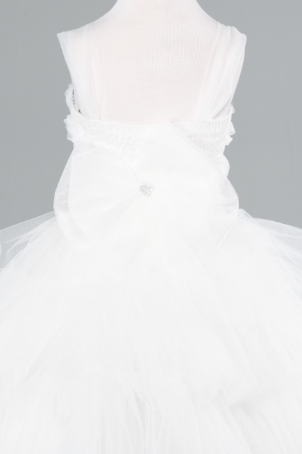 Robe de Soirée Enfants Devant Court Dos Long Blanc ABO115