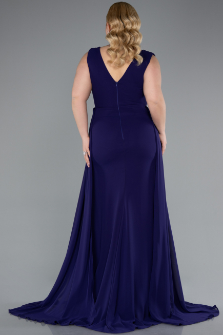 Robe Grande Taille Longue Mousseline Violet ABU5006