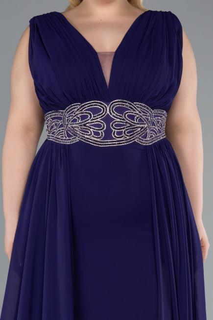 Robe Grande Taille Longue Mousseline Violet ABU5006