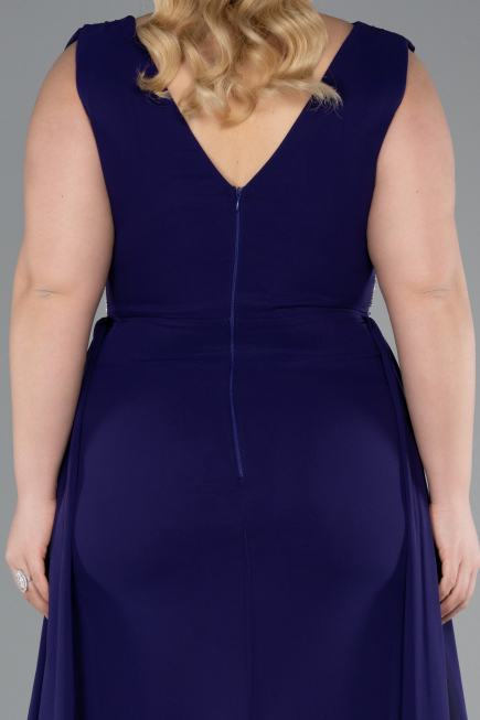 Robe Grande Taille Longue Mousseline Violet ABU5006