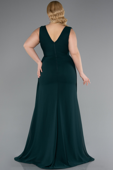 Robe Grande Taille Longue Mousseline Émeraude ABU5006