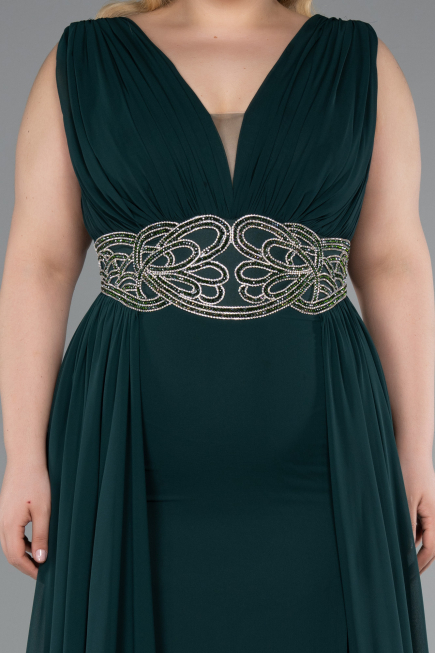 Robe Grande Taille Longue Mousseline Émeraude ABU5006