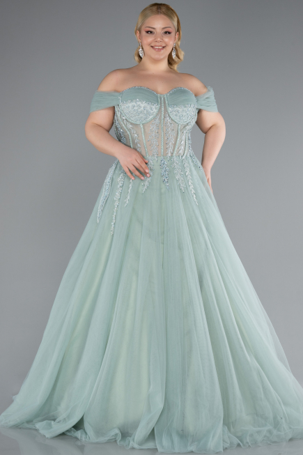 Robes De Soirée Grande Taille Longue Menthe ABU3689