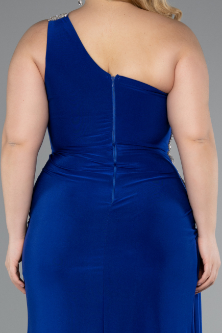 Robe Grande Taille Longue Bleu Saxe ABU3132