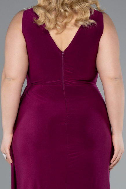 Robe De Soirée Grande Taille Longue Prune ABU4968