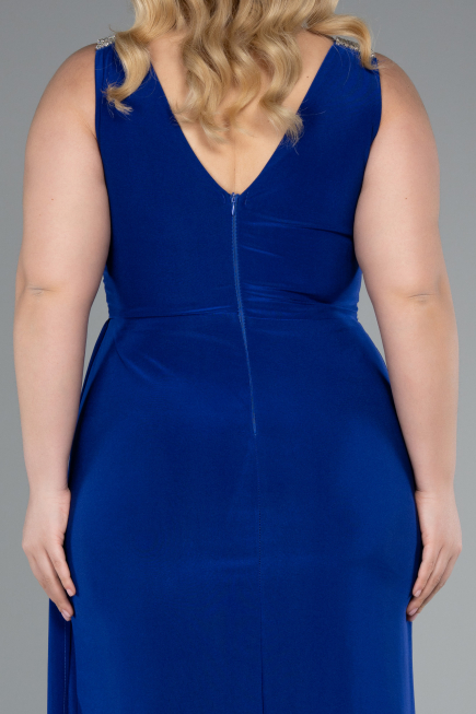 Robe De Soirée Grande Taille Longue Bleu Saxe ABU4968