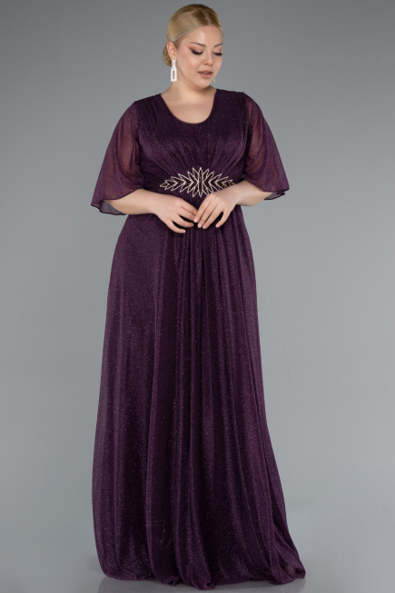 Robe Grande Taille Longue Violet Foncé ABU4887