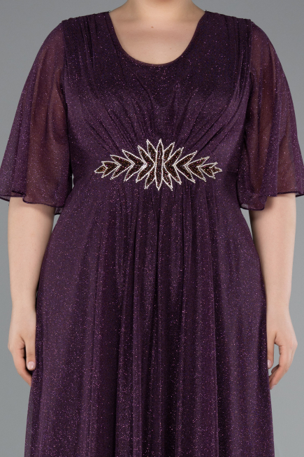 Robe Grande Taille Longue Violet Foncé ABU4887
