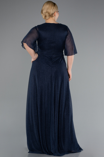Robe Grande Taille Longue Bleu Marine ABU4887