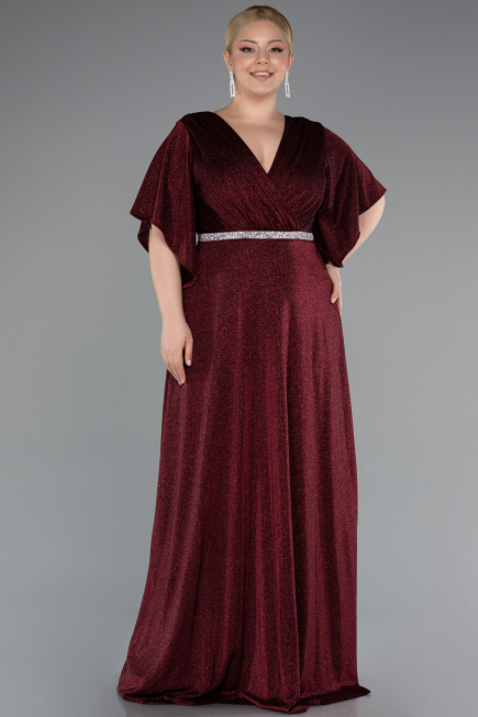 Robe Grande Taille Longue Rouge Bordeaux ABU4914