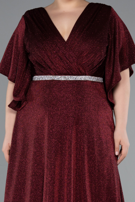 Robe Grande Taille Longue Rouge Bordeaux ABU4914