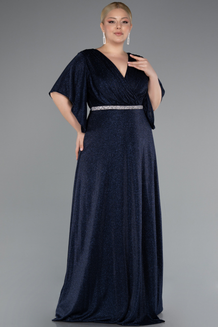 Robe Grande Taille Longue Bleu Marine ABU4914