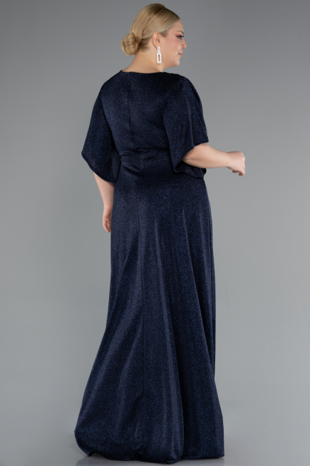 Robe Grande Taille Longue Bleu Marine ABU4914