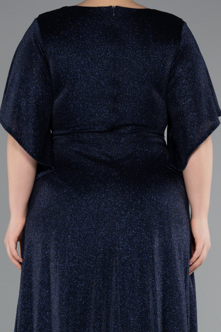Robe Grande Taille Longue Bleu Marine ABU4914