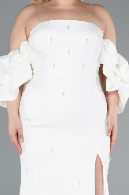 Robe de Soirée Grande Taille Longue Blanc ABU4990