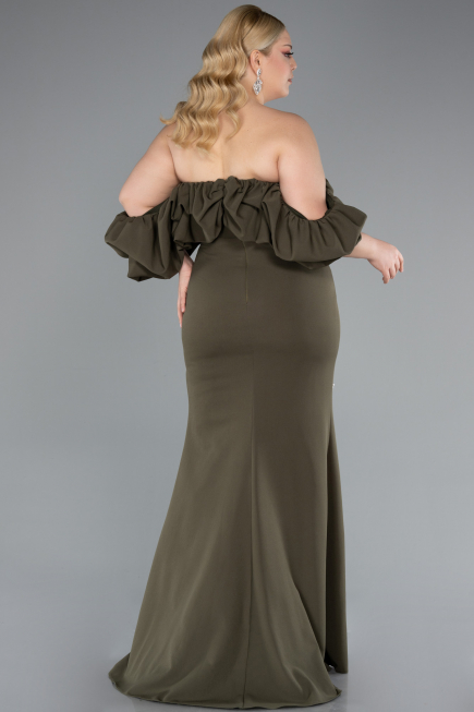 Robe de Soirée Grande Taille Longue Kaki ABU4990