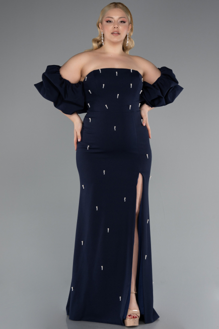 Robe de Soirée Grande Taille Longue Bleu Marine ABU4990