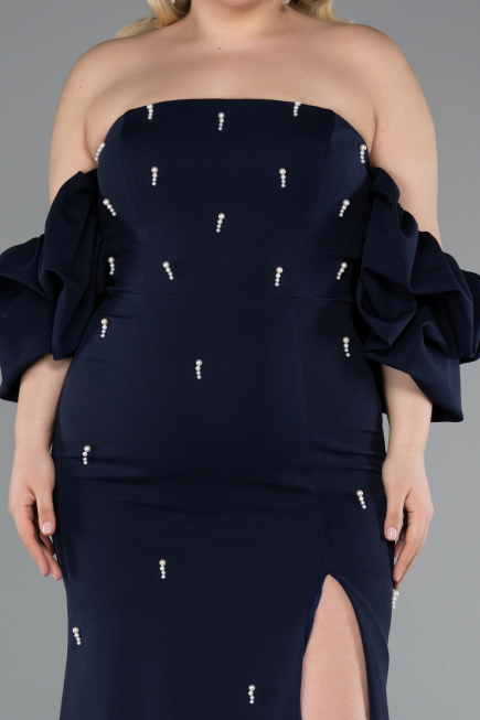 Robe de Soirée Grande Taille Longue Bleu Marine ABU4990