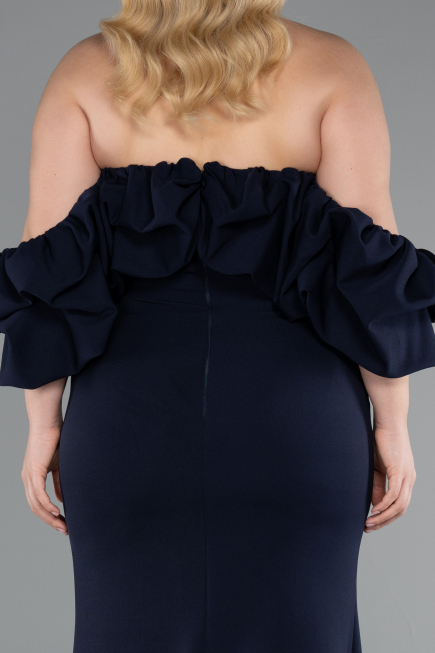 Robe de Soirée Grande Taille Longue Bleu Marine ABU4990