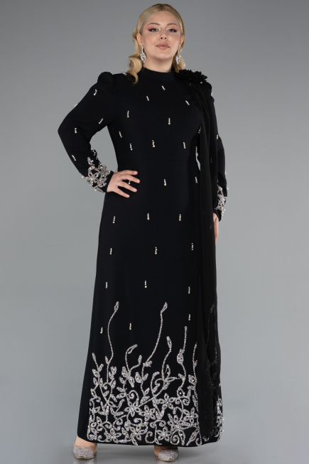 Robe de Soirée Grande Taille Longue Noir ABU4936