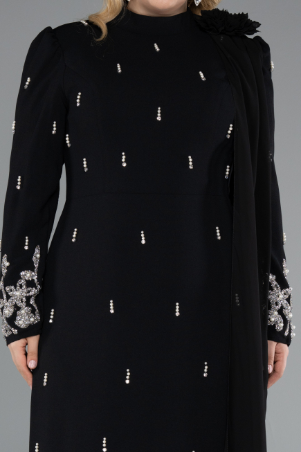 Robe de Soirée Grande Taille Longue Noir ABU4936