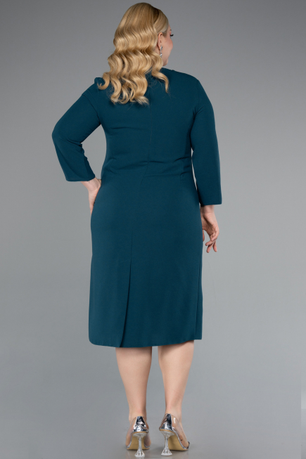 Robe De Invitation Grande Taille Midi Émeraude ABK2197