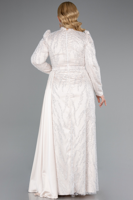 Robe Grande Taille Longue Perlé Beige ABU4942