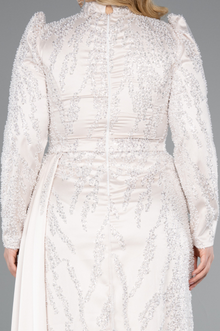 Robe Grande Taille Longue Perlé Beige ABU4942
