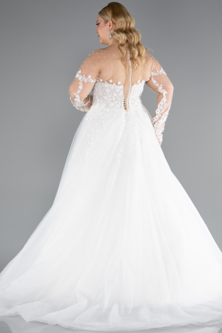 Robe de Mariée Grande Taillev Longue Blanc ABG041