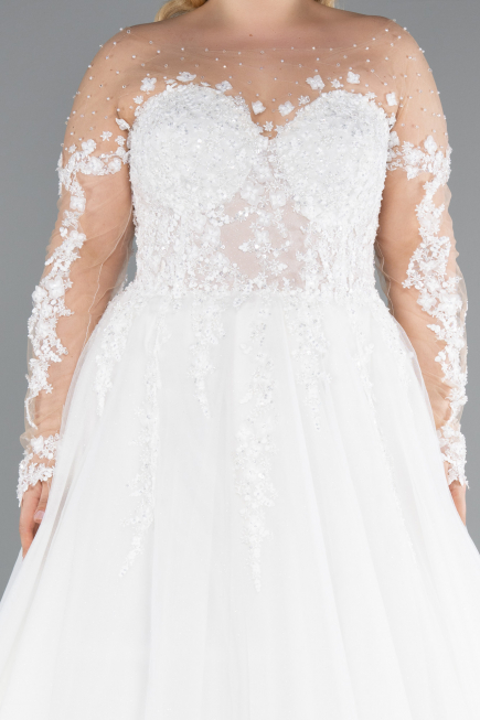Robe de Mariée Grande Taillev Longue Blanc ABG041