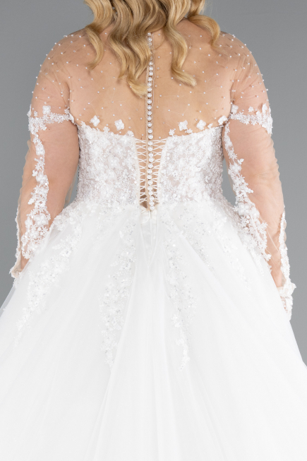 Robe de Mariée Grande Taillev Longue Blanc ABG041