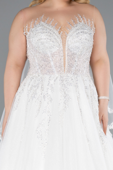 Robe de Mariée Grande Taillev Longue Blanc ABG040