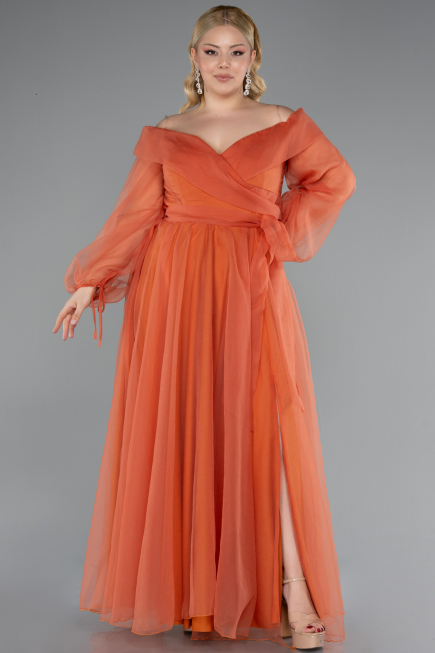 Robe Grande Taille Longue Orange ABU1535
