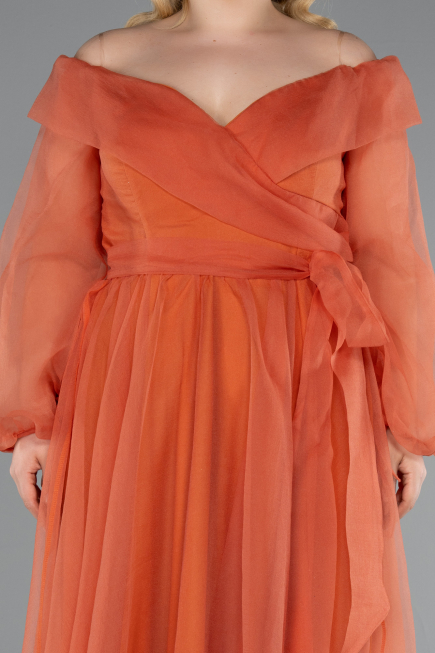 Robe Grande Taille Longue Orange ABU1535