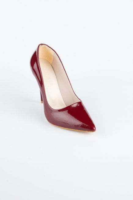 Stiletto Cuir Verni Rouge Bordeaux ABR1140